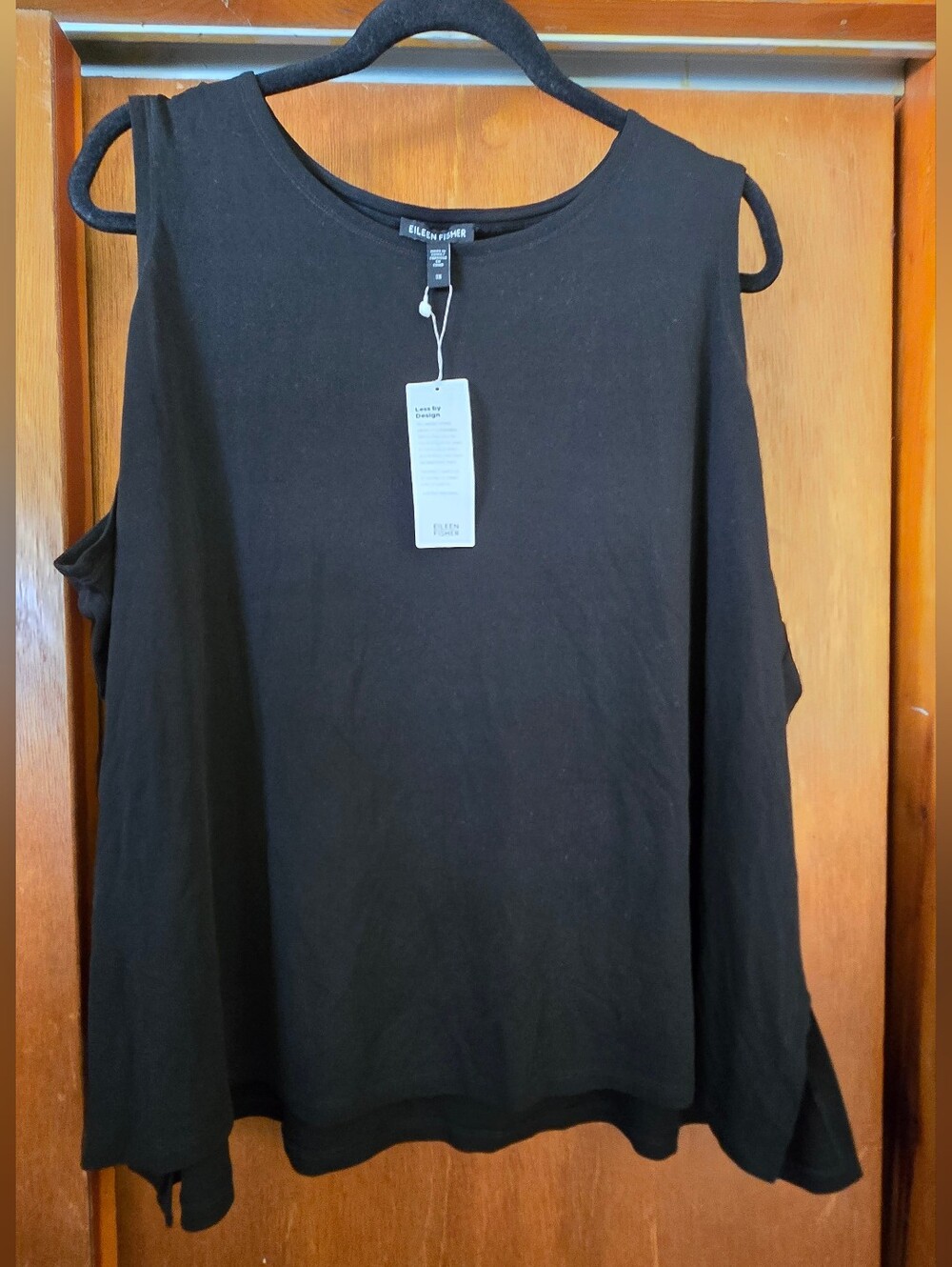 Eileen Fisher Black Sleeveless Relaxed Crew Neck Tank
